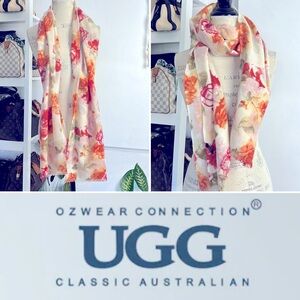 UGG SUPER SOFT SCARF 100% Moreno wool leaf floral large 26”:76”
